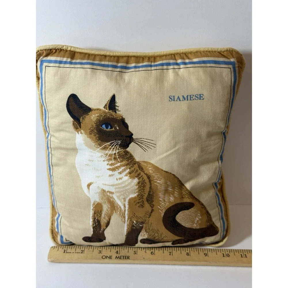 Vintage Cranston Print Works Siamese Cat Pillow Retro 1970s Throw Accent 11x10